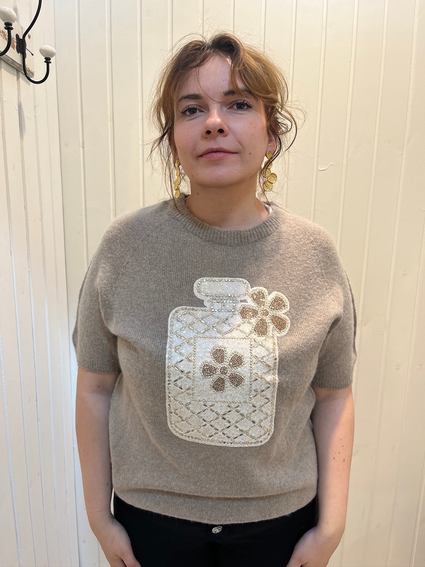 Kortærmet Lysebrun Strik