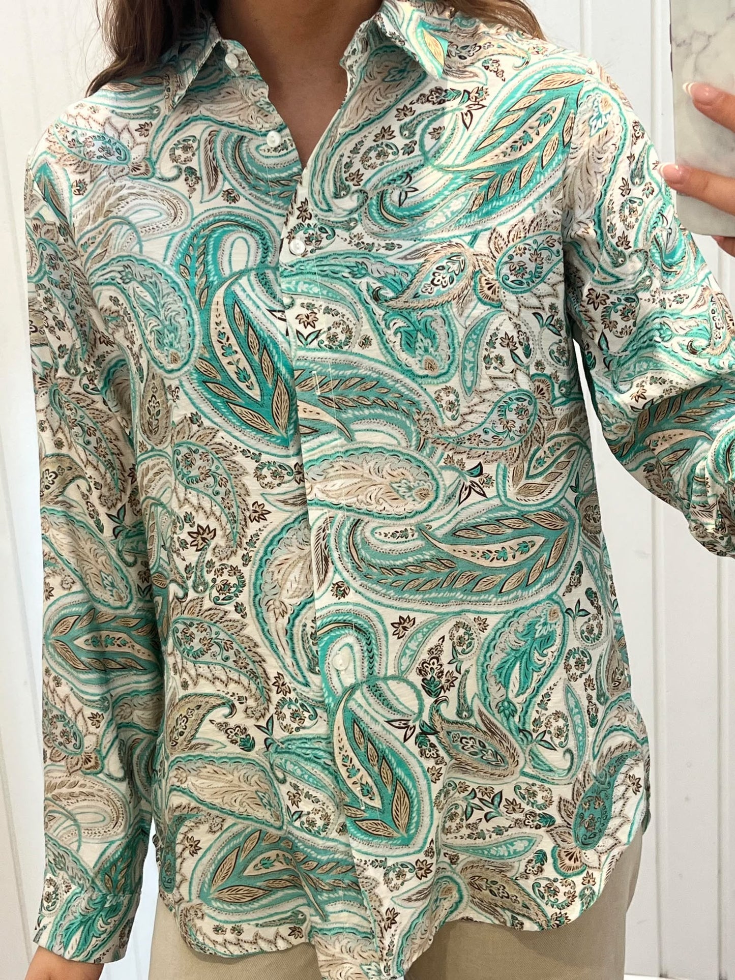 Grøn Paisley Skjorte