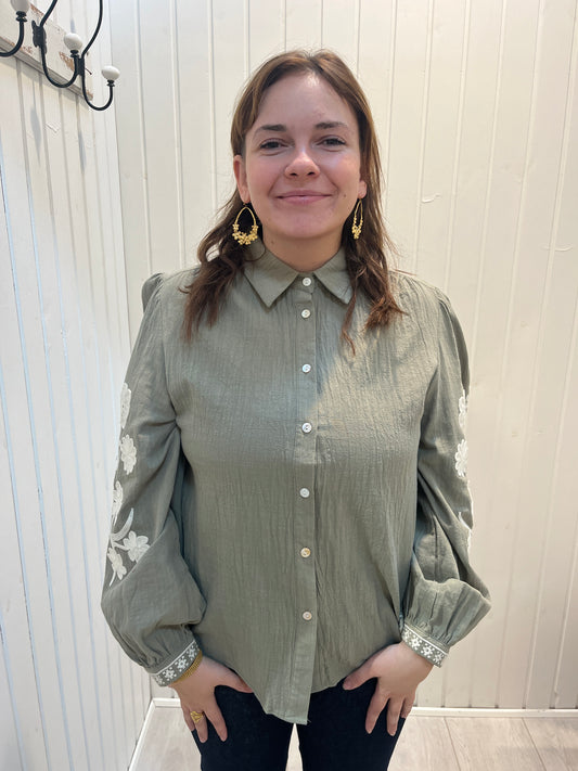 Bomuldsskjorte Med Brodderi