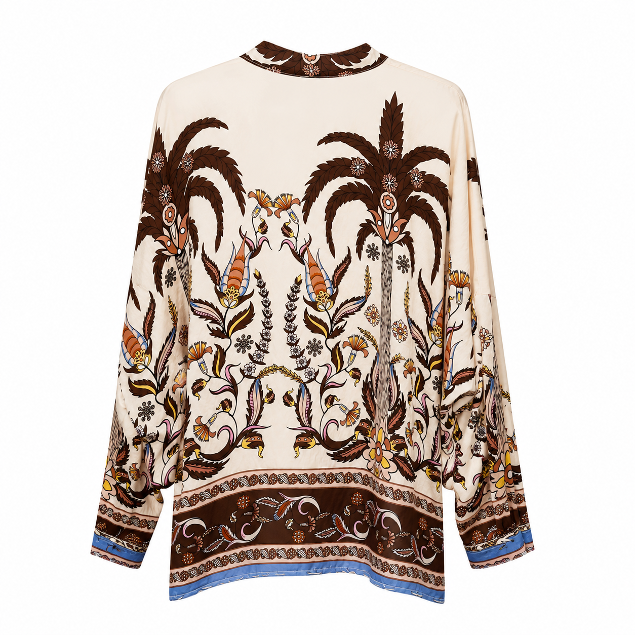 Oversized bluse med eksotisk print