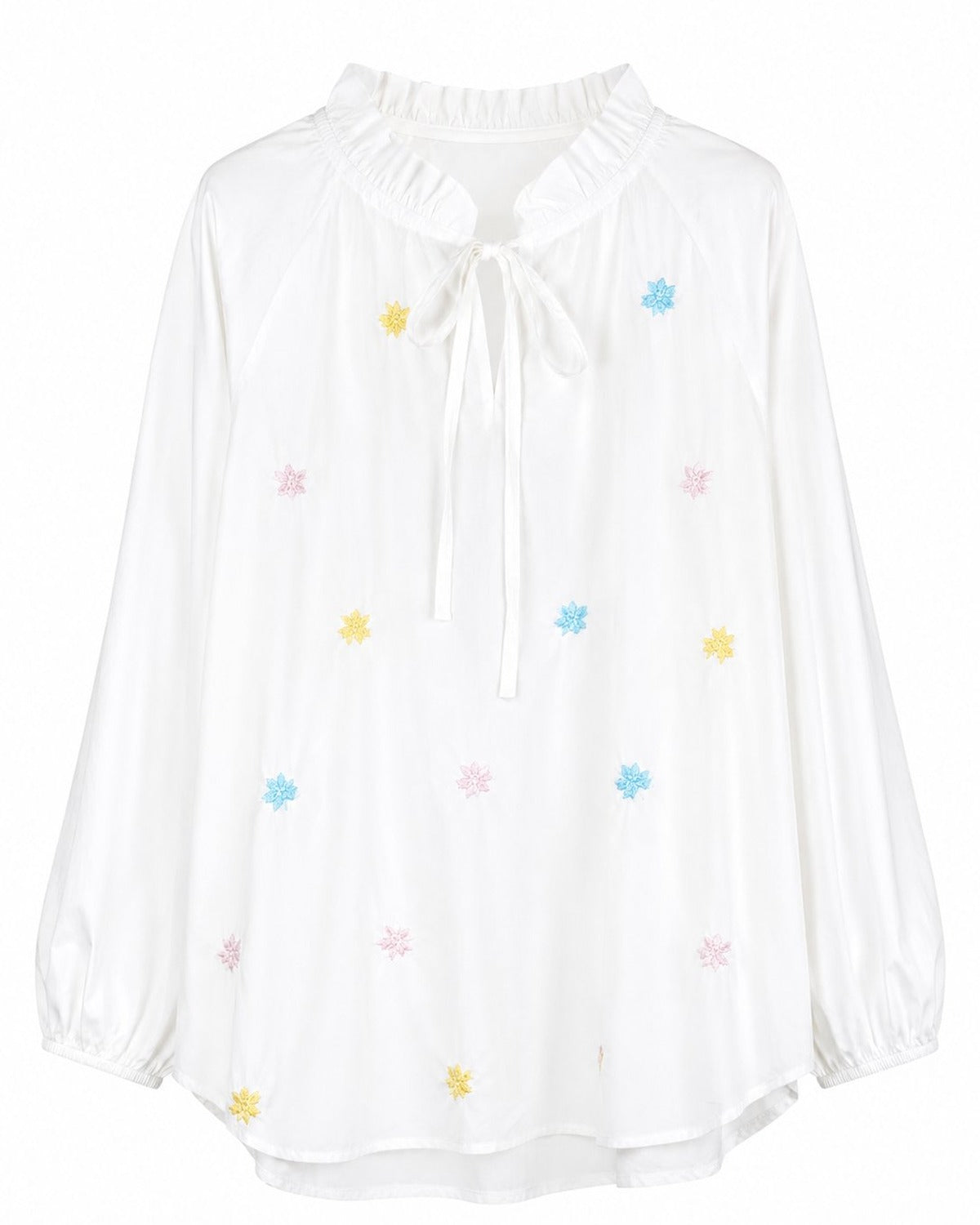Bluse med broderede blomster