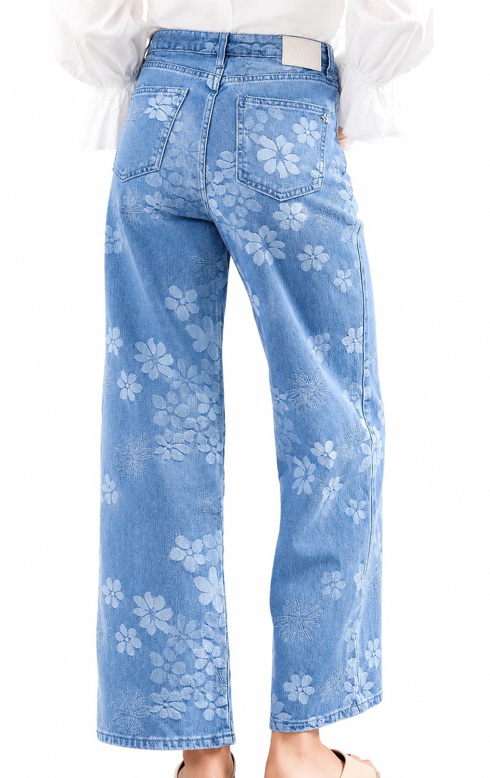 Denimjeans med blomsterprint