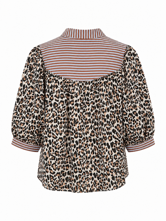Leopardbluse med palmedetalje