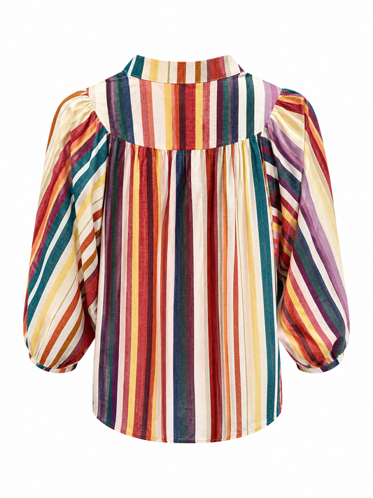 Bluse med farverige striber