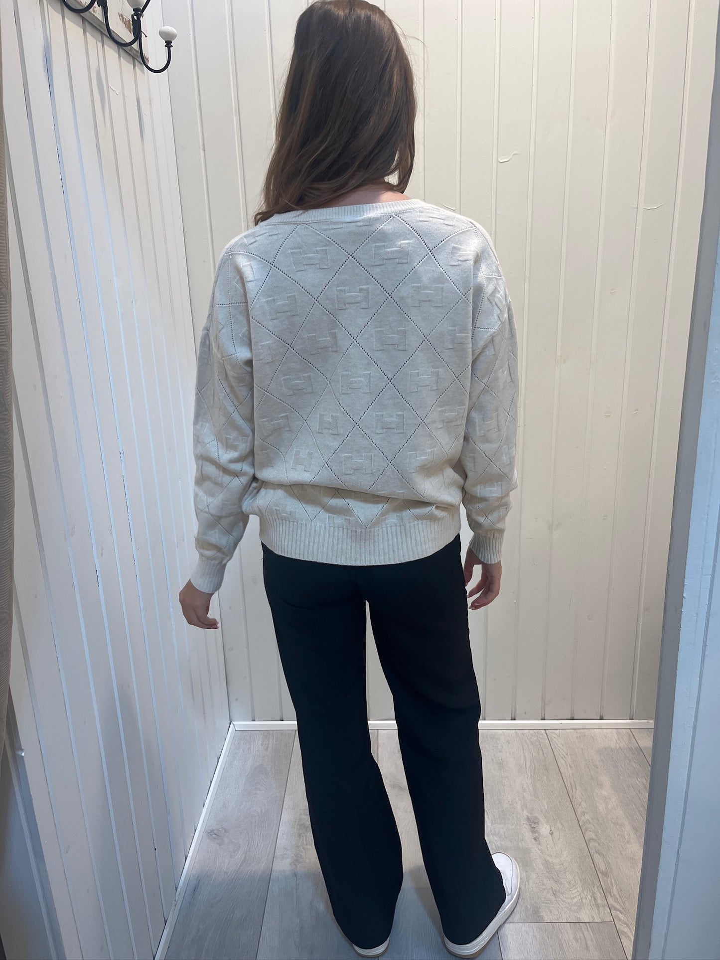 Strikbluse Med V-hals