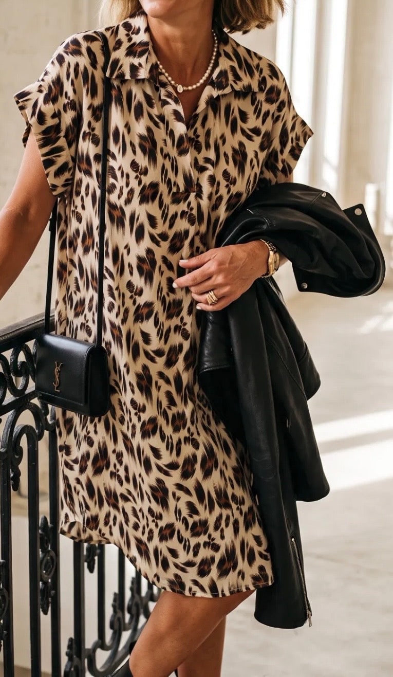 Kjole i leopardprint