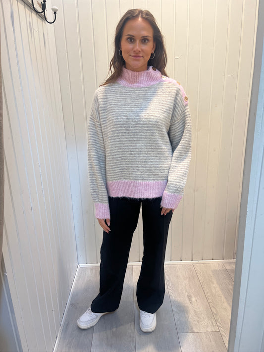 Strikbluse Med Striber