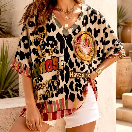 Unik bluse med print