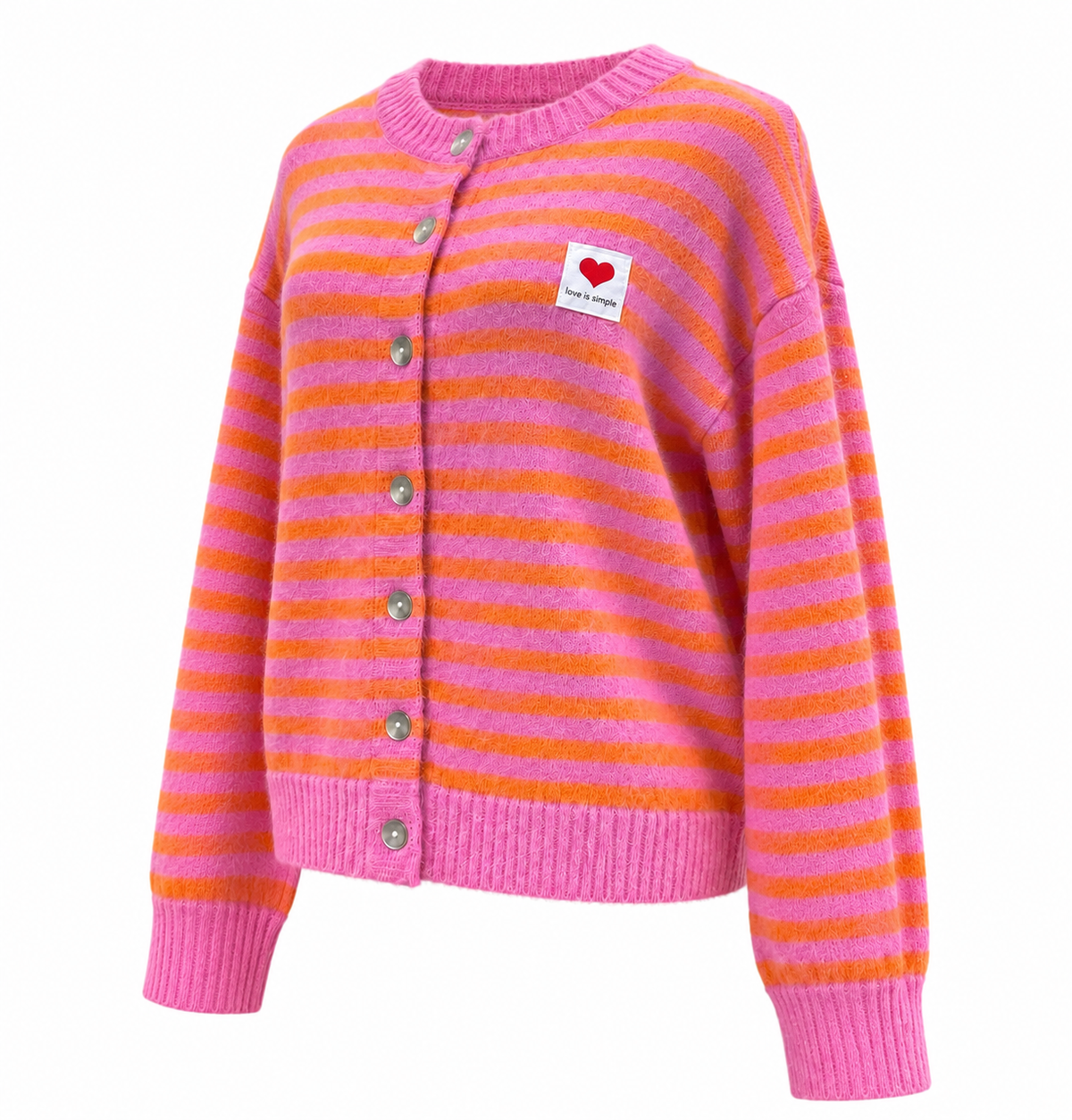 Stribet cardigan med hjerte