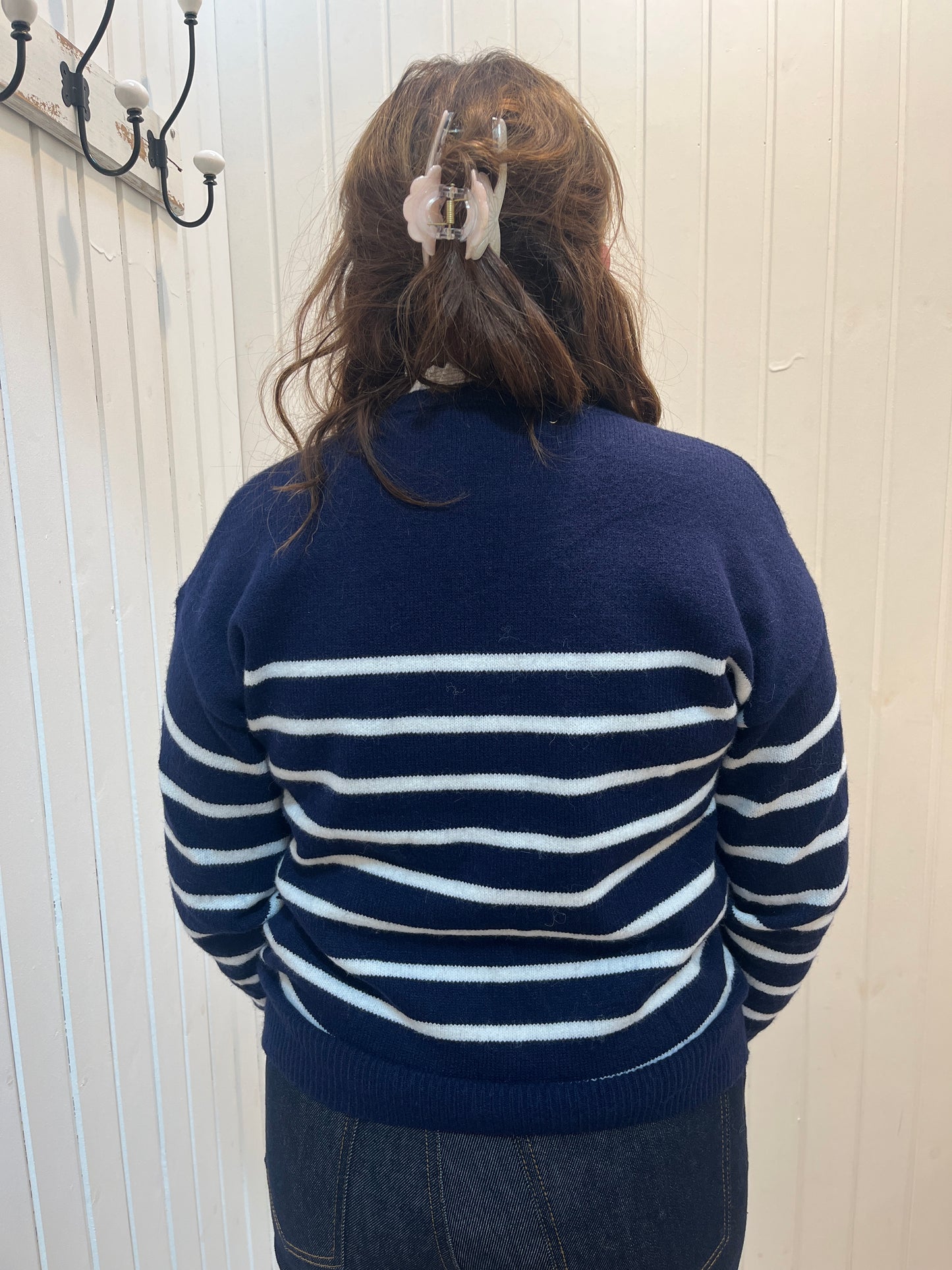 Stribet Strik Med Flæser