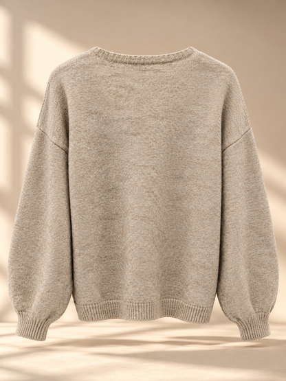 Beige strik med AMOUR-print og hjerte - Made in Italy
