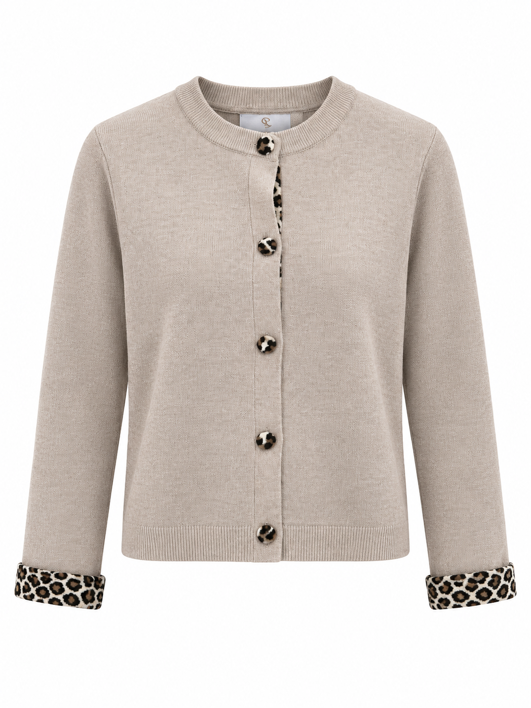 Strikcardigan med leoparddetaljer (FLERE FARVER)