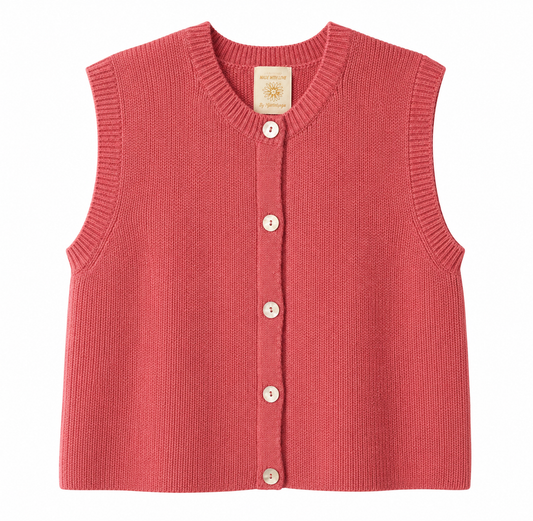 Strikket vest/cardigan med knapper (FLERE FARVER)