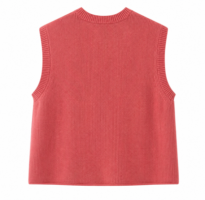 Strikket vest/cardigan med knapper