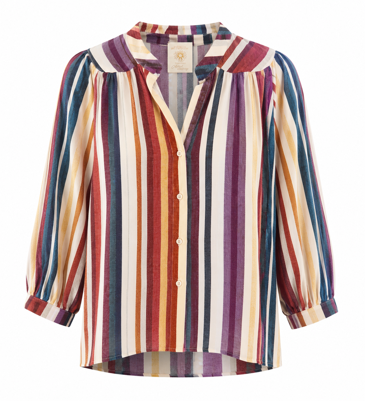 Bluse med farverige striber