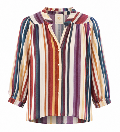 Bluse med farverige striber