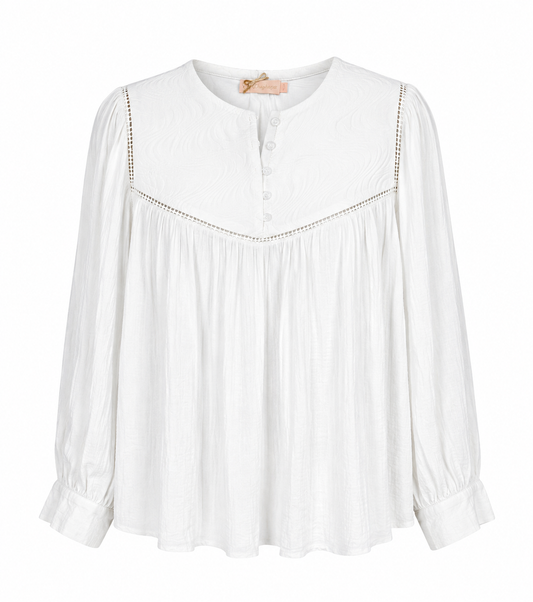 Hvid bluse med fine detaljer