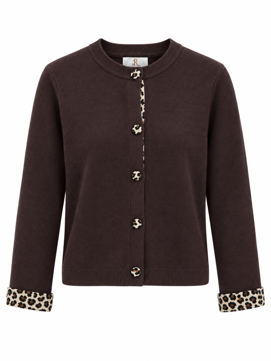 Strikcardigan med leoparddetaljer (FLERE FARVER)