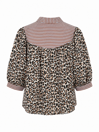 Leopardbluse med palmedetalje