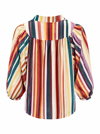 Bluse med farverige striber