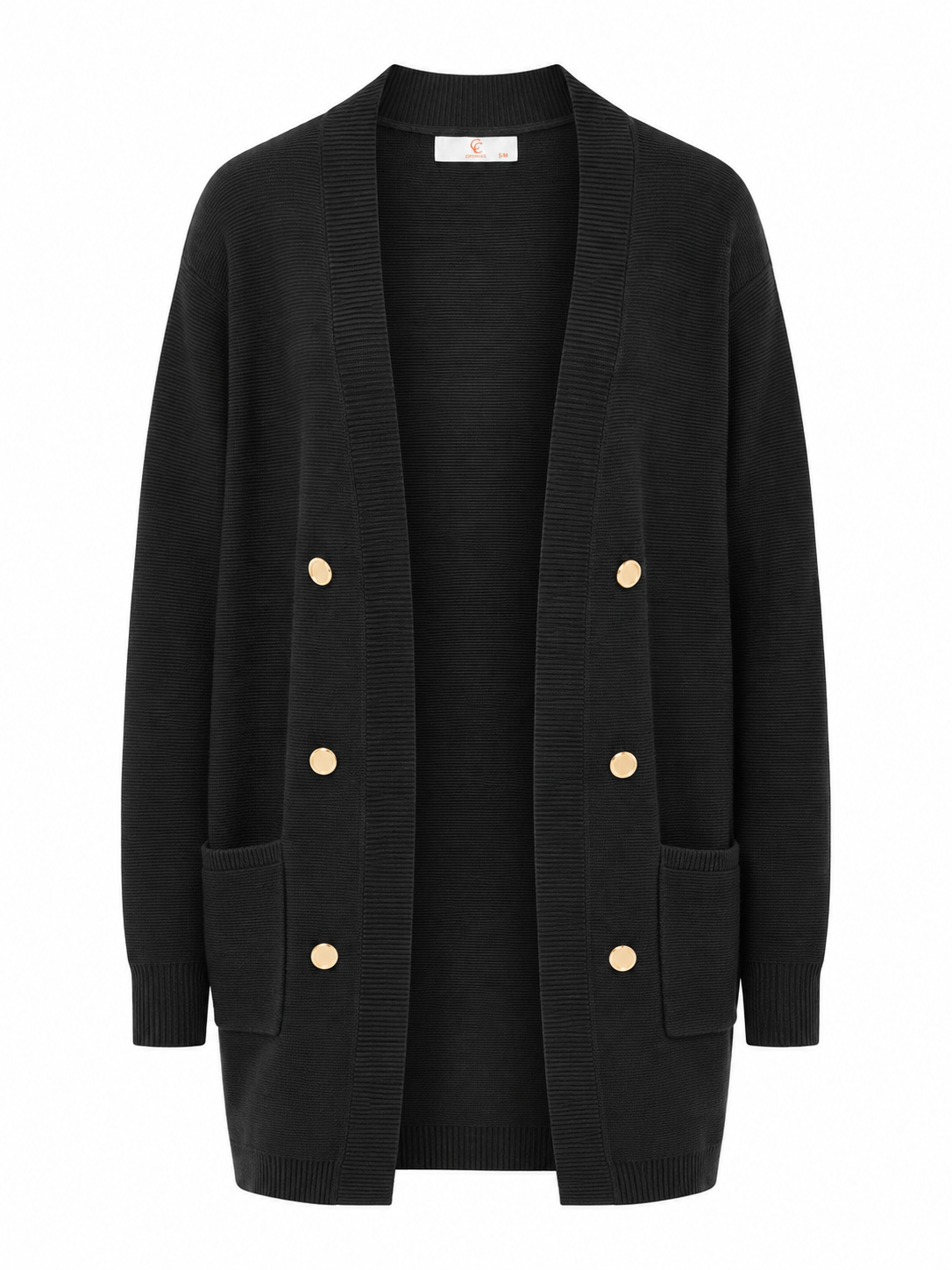 Lang strikcardigan med knapper