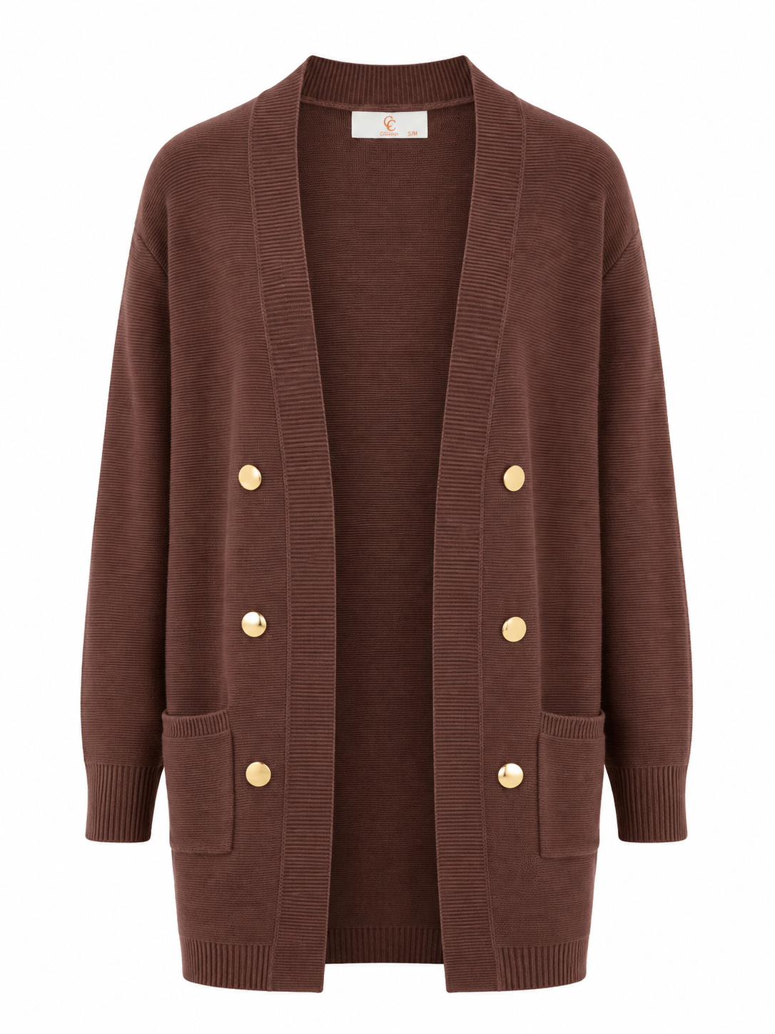Lang strikcardigan med knapper