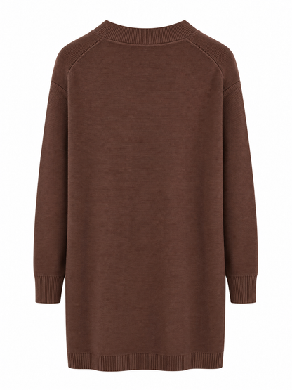 Lang strikcardigan med knapper
