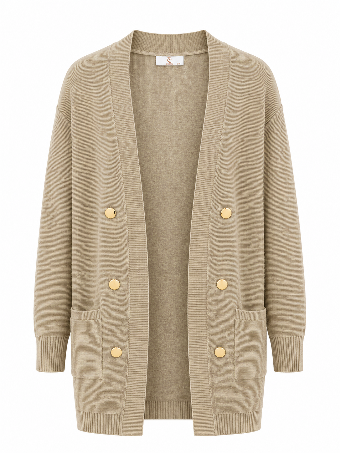 Lang strikcardigan med knapper