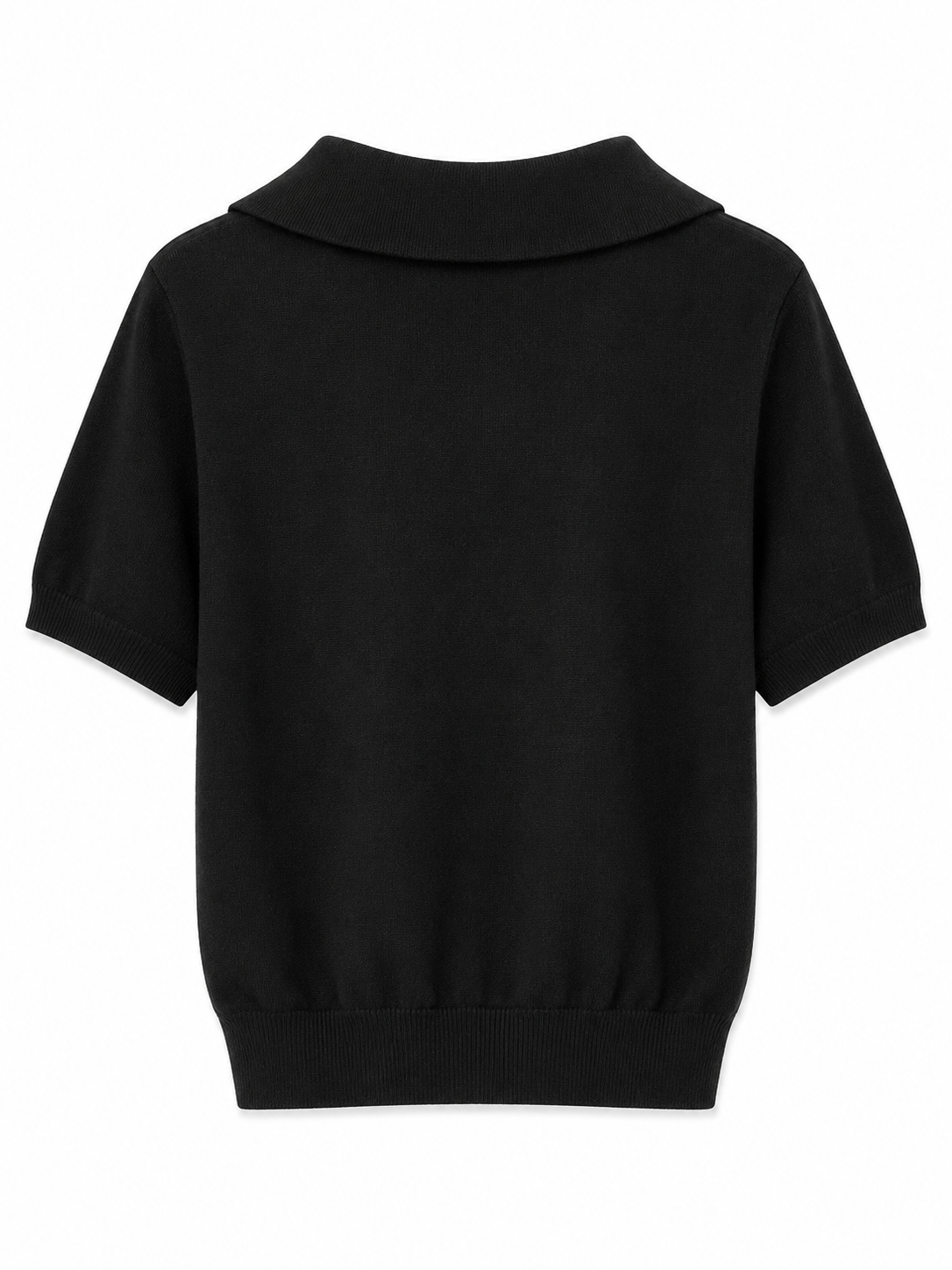Kortærmet strikbluse med lag-på-lag look