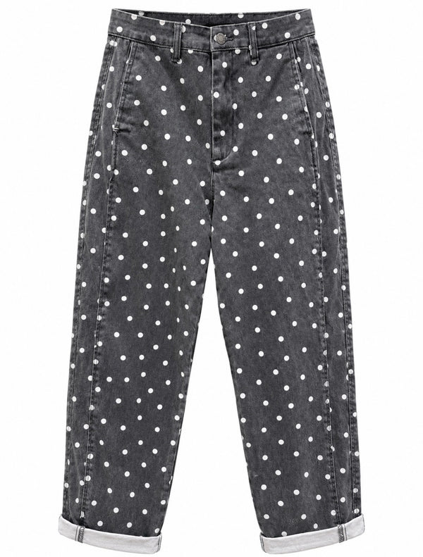 Grå jeans med polkaprikker