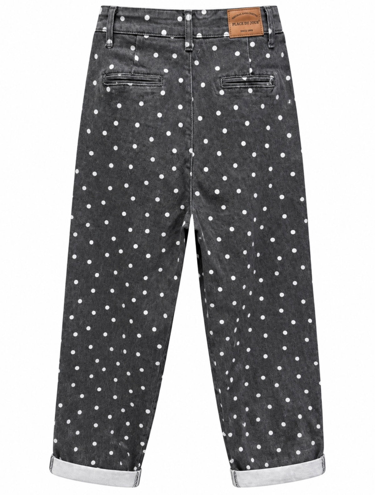 Grå jeans med polkaprikker