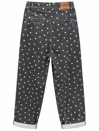 Grå jeans med polkaprikker