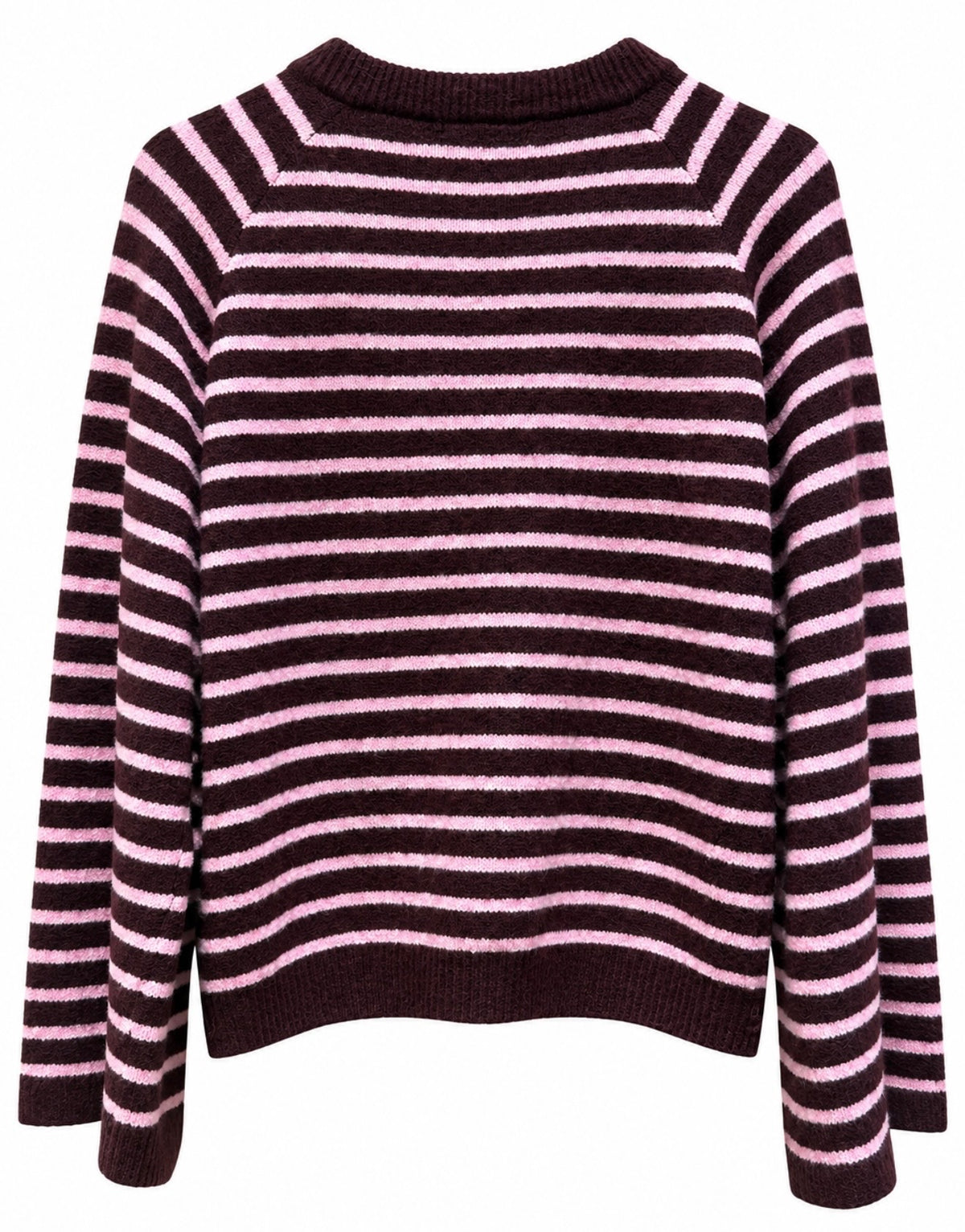 Stribet cardigan i lilla og rosa