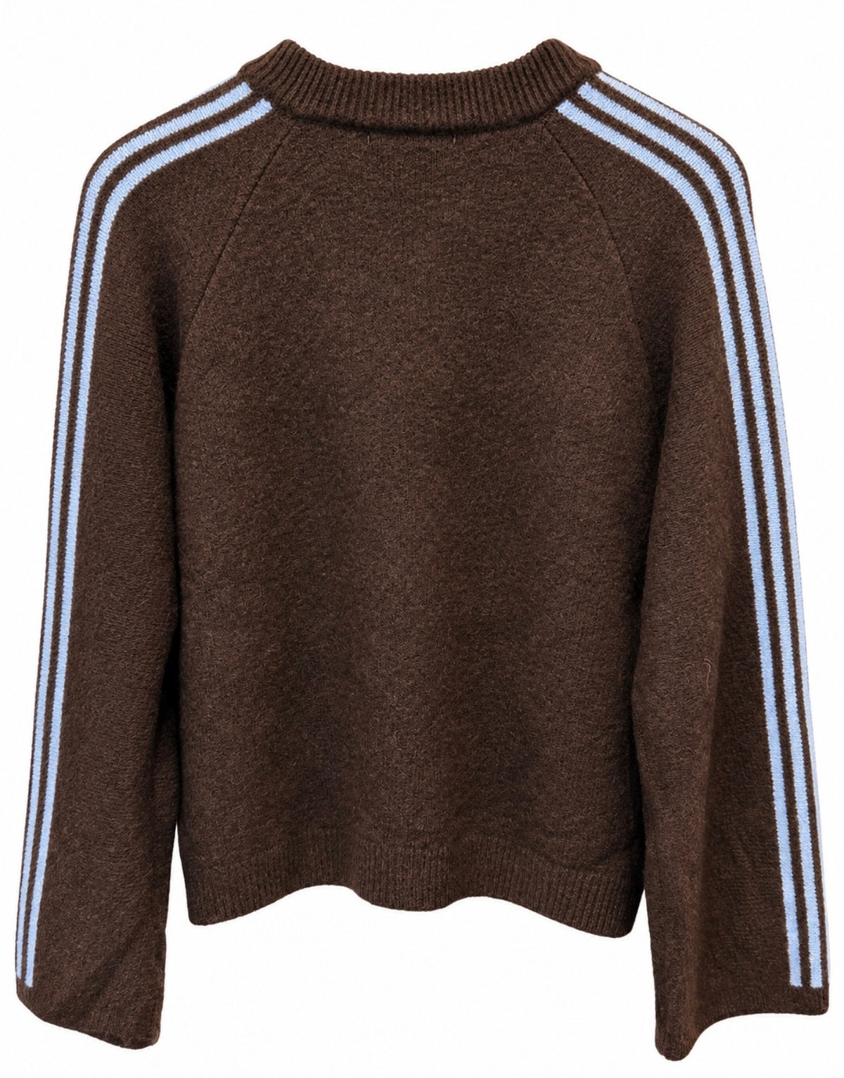 Chokoladebrun cardigan med lyseblå detaljer