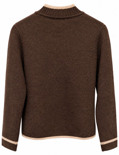 Chokoladebrun cardigan med dekorative lukninger
