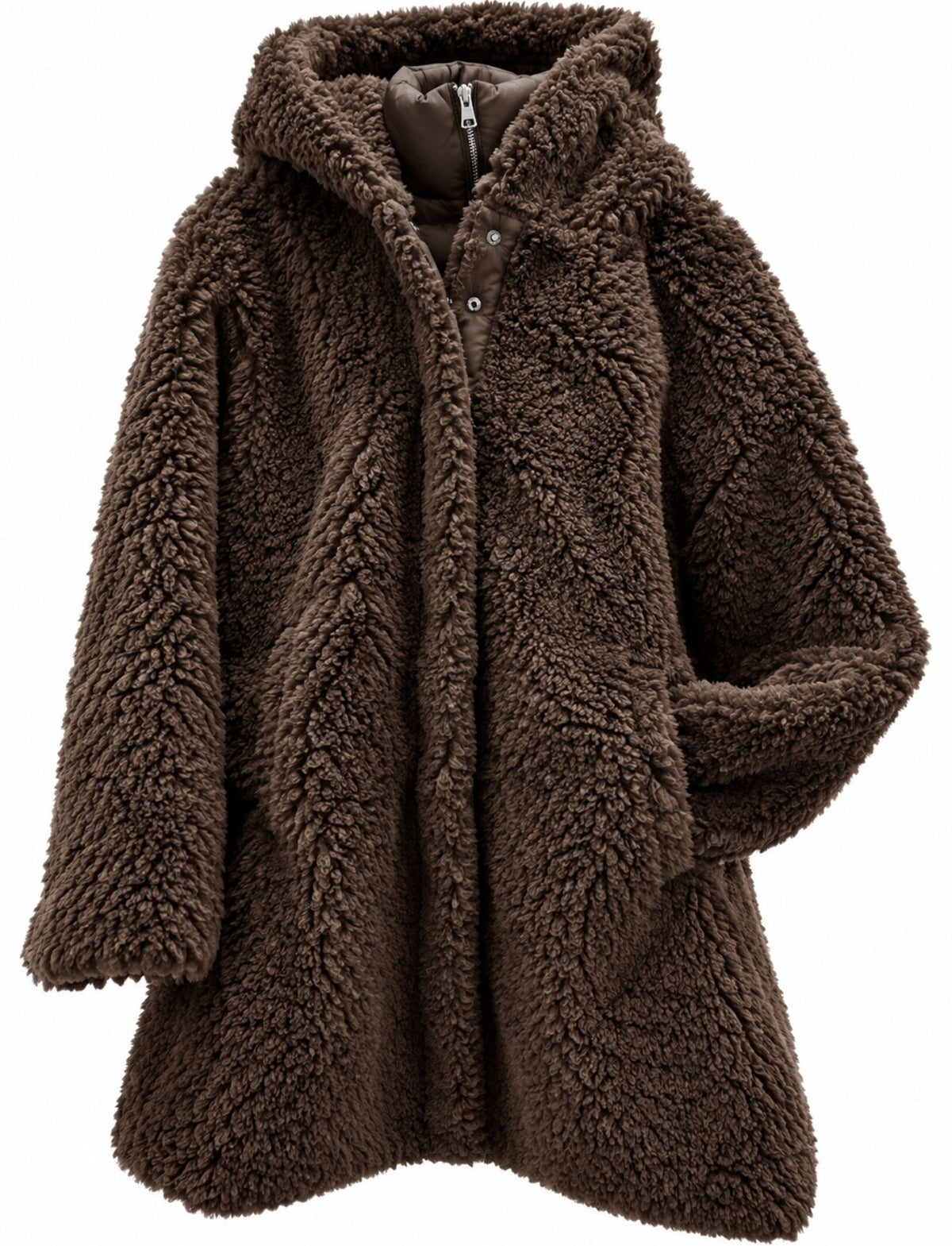 Lang teddyjakke med quiltet vest fra Street One
