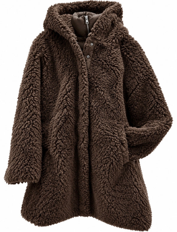 Lang teddyjakke med quiltet vest fra Street One