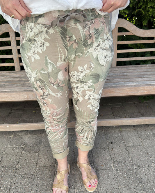 Blomstrede jerseybukser