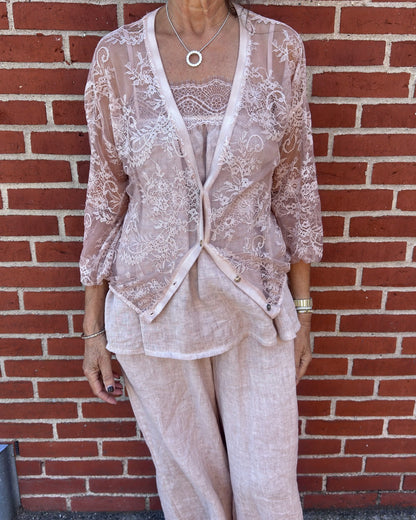 Blondecardigan i rosa