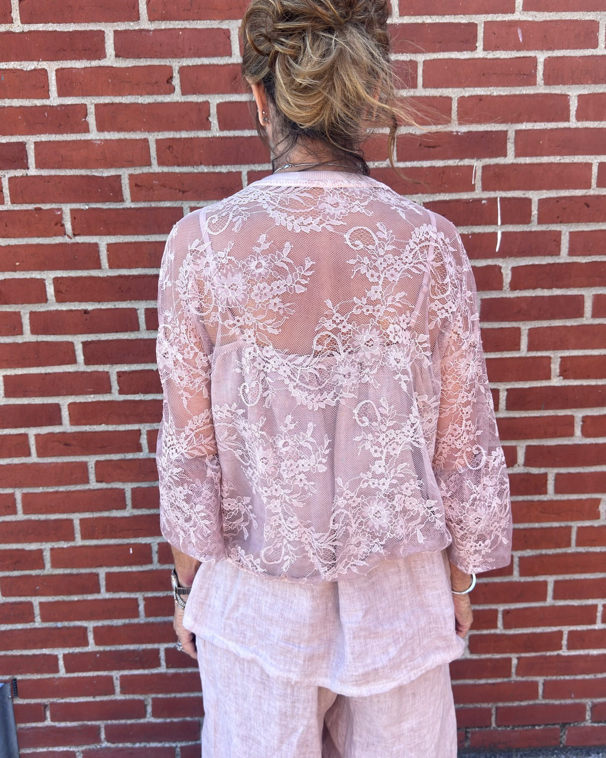 Blondecardigan i rosa