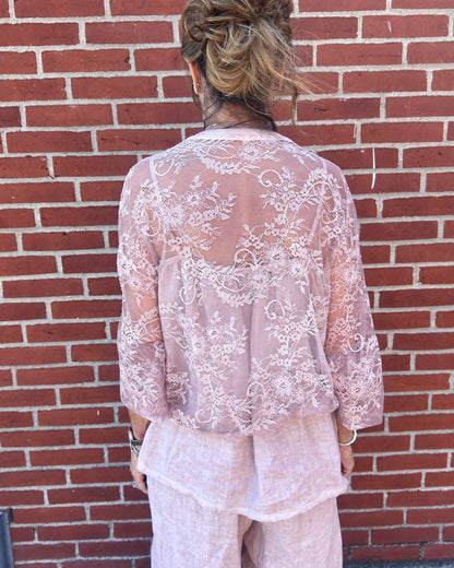Blondecardigan i rosa