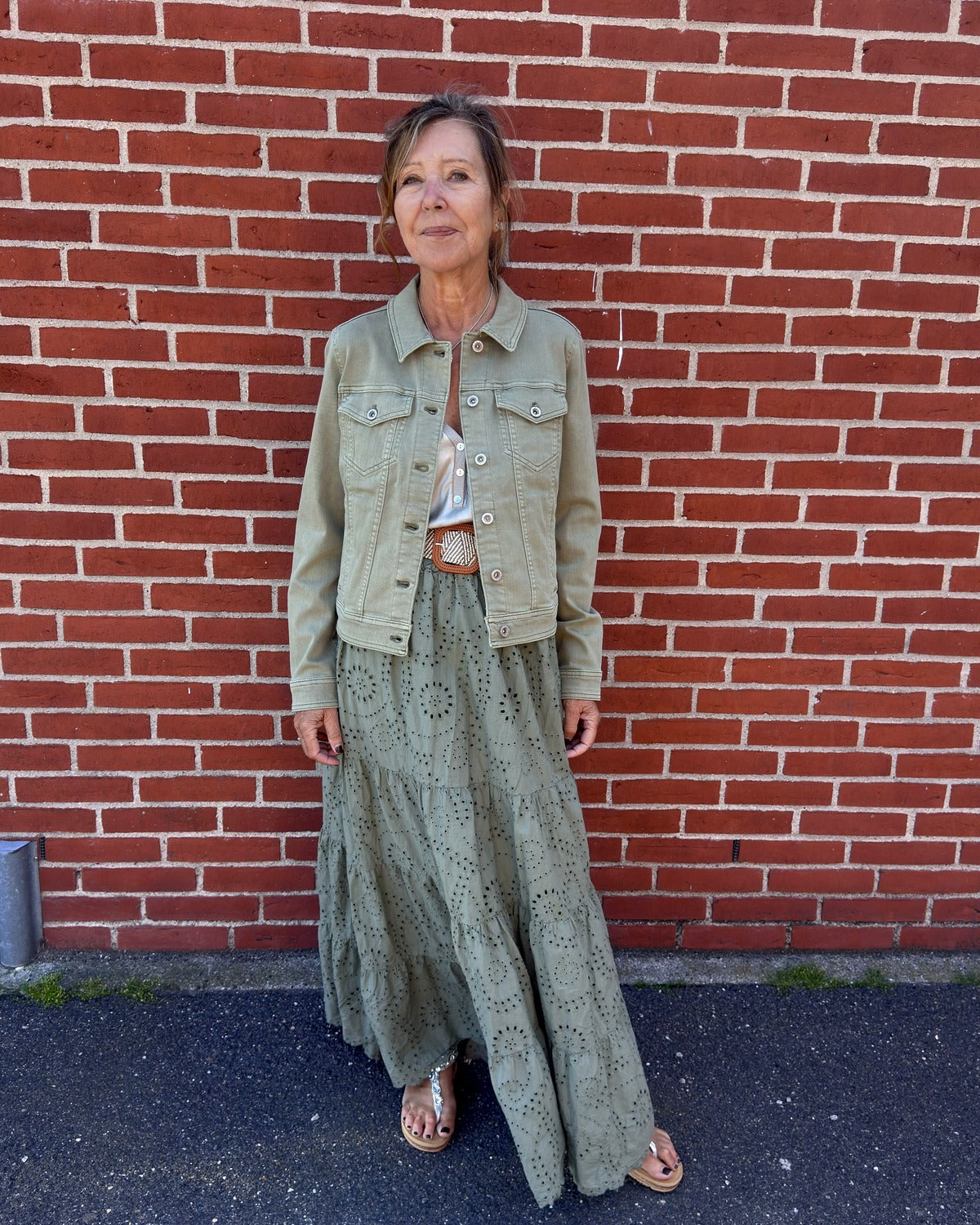 Grøn denimjakke fra Street One