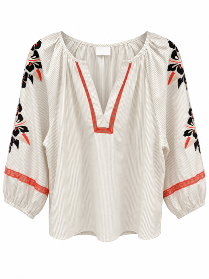 Boheme bluse/tunika med broderi