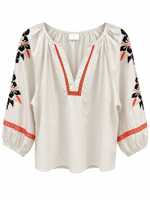 Boheme bluse/tunika med broderi