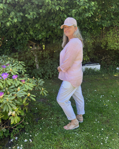 Lyserød sommerbluse i bomuld