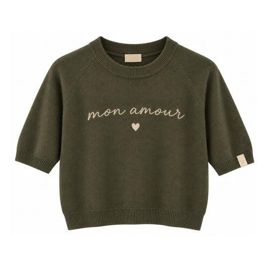 Mon Amour strikbluse med korte ærmer (FLERE FARVER)